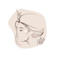 Woman Line Art Minimalist Logo. Pretty girl vector. Woman face with flowers line