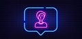 Woman line icon. User or businesswoman person sign. Neon light speech bubble. Vector Royalty Free Stock Photo