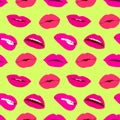 Woman lips bright vector seamless pattern