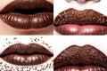 Woman Lips Closeup, Brown Lipstick, Chocolate Makeup, Beautiful Mouth Make-Up, Model Girl Lip