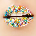 Woman lips cute sweet candy Royalty Free Stock Photo