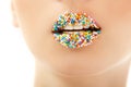 Woman lips cute sweet candy Royalty Free Stock Photo