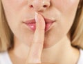 Woman lips with finger shh Royalty Free Stock Photo