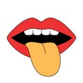 Woman lips licking with tongue sticking out