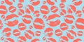 Woman lips pattern with trendy living coral colors