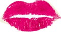 Woman lips print isolated. Rough magenta illustration