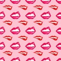 Woman lips seamless pattern vector illustration. Royalty Free Stock Photo