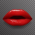 Woman lips stylish slightly open mouth isolated 3d realistic fashion mockup transparent background design vector