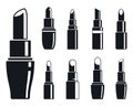 Woman lipstick icons set, simple style