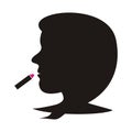 Woman and lipstick, black silhouette, eps.