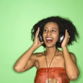 Woman listening to music. Royalty Free Stock Photo