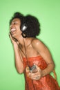 Woman listening to music. Royalty Free Stock Photo