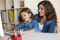 Woman and little girl using computer Royalty Free Stock Photo