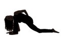 Woman in a Lizard Pose Variation, Yoga, Silhouette Royalty Free Stock Photo