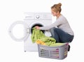 Woman Loading Washing Machine Royalty Free Stock Photo