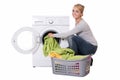 Woman Loading Washing Machine Royalty Free Stock Photo