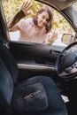 woman locked car and forget keys inside