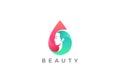 Woman Logo Face in Droplet Beauty Spa salon Logo Vector Design Negative space style