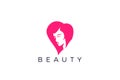 Woman Logo Girl Lady Silhouette Design Vector template Negative Space style. Beauty Salon, SPA, Hairdressing Makeup Cosmetics