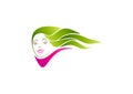 Woman logo, salon symbol, hair icon, fashion beauty, cosmetic concept design