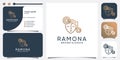 Woman logo template with creative hair concept Premium Vector