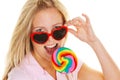 Woman with lollipop Schlecker Royalty Free Stock Photo