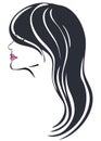 Woman with lond black hair vector