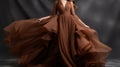 Bold And Dramatic Brown Wedding Gown With Chiffon Train