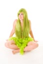 Woman with long green hair Royalty Free Stock Photo