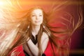 Woman with long hair. Beautiful young stylish fashionable girl w Royalty Free Stock Photo