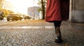 Woman In Long Red Skirt And Black Boots Royalty Free Stock Photo