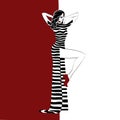 Woman in long striped dress
