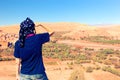 Woman looking at ancient Berber fortress - Ksar Ait Ben Haddou Royalty Free Stock Photo