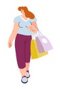 Woman looking around while shopping, girl with bag