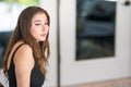 Woman looking away from camera in deep thought Royalty Free Stock Photo