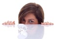 Woman looking at a big diamond Royalty Free Stock Photo