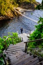 Suspension bridge in Storms River Mouth national park Royalty Free Stock Photo