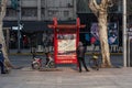 Woman looking for direction on Huahai Road, Shanghai China Royalty Free Stock Photo