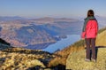 Woman looking down on Thirlmere Royalty Free Stock Photo