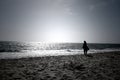 A woman looking at infinite horizon on a bright sunny day at a seashore Royalty Free Stock Photo