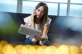 Woman Looking For Job Reading Announcement On Newspaper Royalty Free Stock Photo