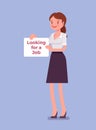 Woman with looking for a job sign