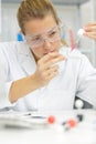 woman looking for lab solution Royalty Free Stock Photo
