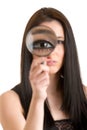 Woman Looking Through a Loupe Royalty Free Stock Photo