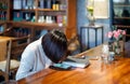 Woman looking at mobile phone alone. Royalty Free Stock Photo