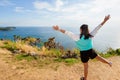 Woman looking ocean views and expressions of joy