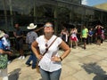 Woman Looking at the Partial Solar Eclipse Royalty Free Stock Photo