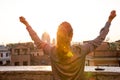 Woman looking on rome panorama on sunset Royalty Free Stock Photo