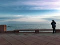Woman Looking at Sea at Boardwalk Royalty Free Stock Photo