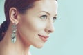 Woman looking to the side in profile showing clean skin fresh face Royalty Free Stock Photo